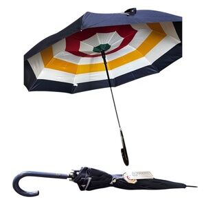 HBC Stripes + Fulton Indigo Multistripe Umbrella